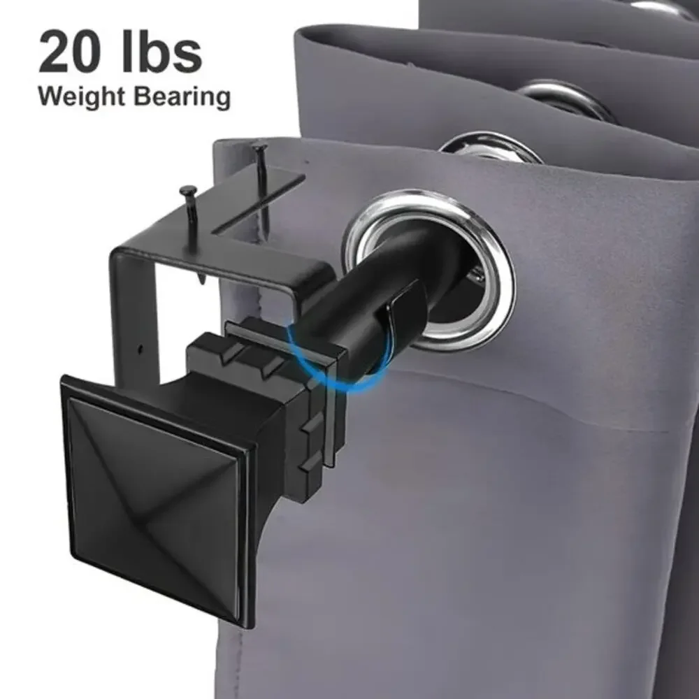 4 No-Drill Curtain Rod Bracket Adjustable with Easy Installation